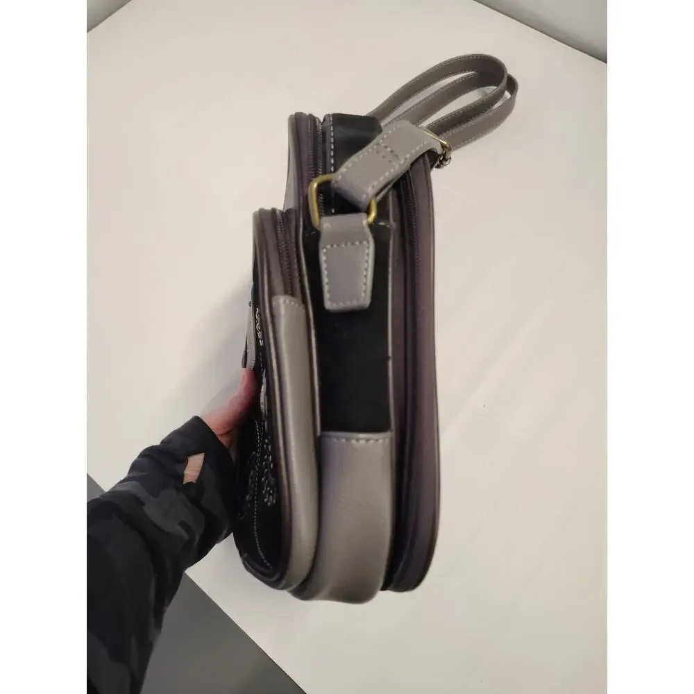 Chala Starburst Dazzled Organizer Crossbody Bag Boho Style Gray Taupe Brown